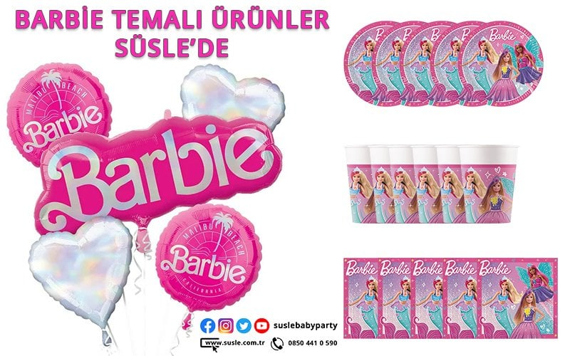 Barbie Temalı Doğum Parti Malzemeleri www.susle.com.tr'de