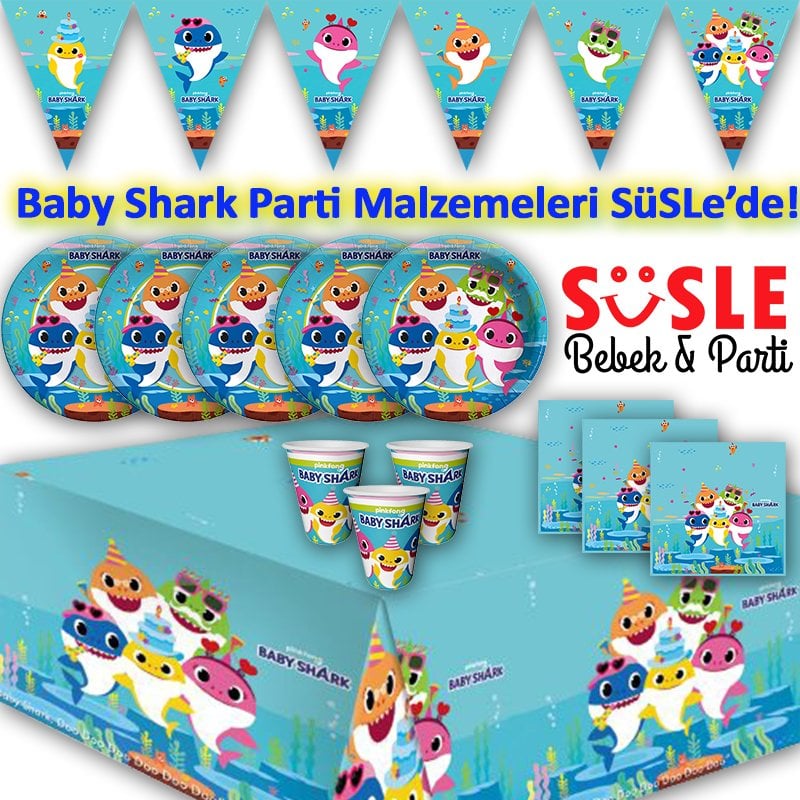 Baby Shark Temalı Doğum Günü Süsleri ve Parti Malzemeleri SüSLe'de