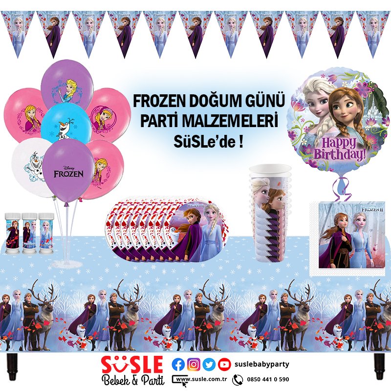 Frozen Temalı Doğum Günü Süsleri ve Parti Malzemeleri SüSLe'de