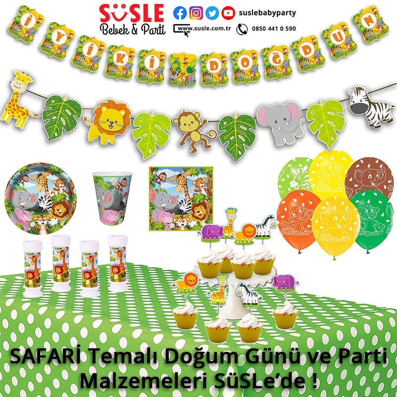 Safari Temalı Doğum Günü Parti SüSleri www.susle.com.tr'de!