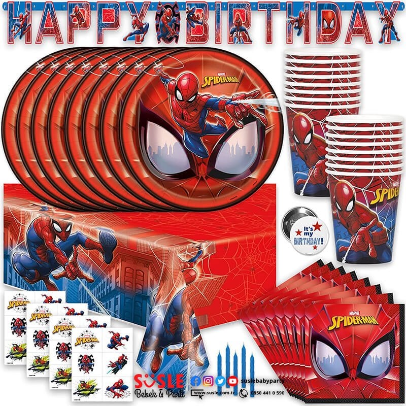 Spiderman Temalı Doğum Günü Parti Malzemeleri, SüSLe'de!