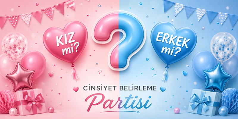 Cinsiyet belirleme partisi süsleri ve gender reveal malzemeleri