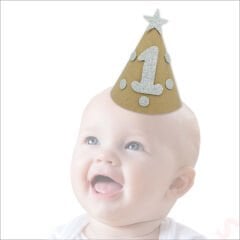 1 Yaş Figürlü Kraft Karton Yıldızlı Külah Şapka