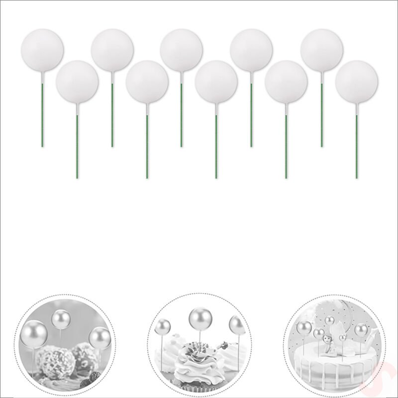 Çubuklu SüSLeme Topu, 2cm x 10 adet - Beyaz