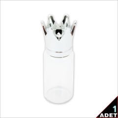 Cam Tüp Şişe 6,5cm x 2,2cm, Kral Tacı Gümüş Kapaklı - 1 Adet