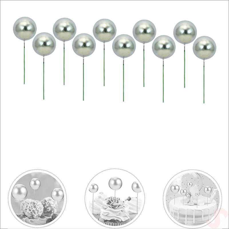 Çubuklu SüSLeme Topu, 2cm x 10 adet - Gümüş
