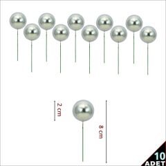 Çubuklu SüSLeme Topu, 2cm x 10 adet - Gümüş