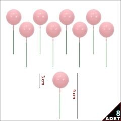 Çubuklu SüSLeme Topu, 3cm x 8 adet - Pembe