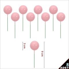 Çubuklu SüSLeme Topu, 3cm x 8 adet - Pembe