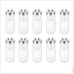 Cam Tüp Şişe 6,5cm x 2,2cm, Kral Tacı Gümüş Kapaklı-10 Adet