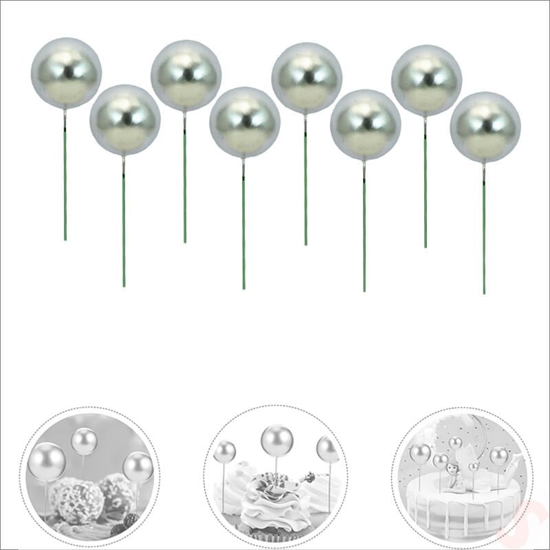 Çubuklu SüSLeme Topu, 3cm x 8 adet - Gümüş