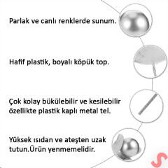 Çubuklu SüSLeme Topu, 3cm x 8 adet - Gümüş