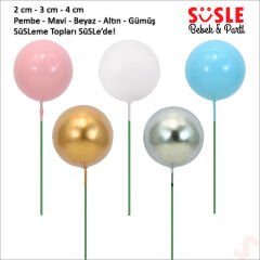 Çubuklu SüSLeme Topu, 3cm x 8 adet - Gümüş