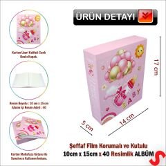 Bebek Fotoğraf Albümü Kutulu, 40 Resimlik - Pembe Biberon