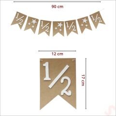 1/2 Yarım Yaş Yıldızlı Kraft Karton Banner, 90cm