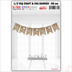1/2 Yarım Yaş Yıldızlı Kraft Karton Banner, 90cm