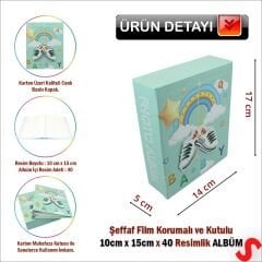 Bebek Fotoğraf Albümü Kutulu, 40 Resimlik - Mavi Patik