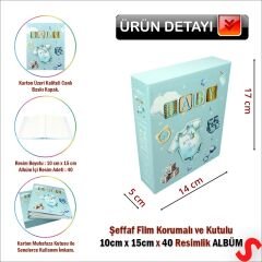 Bebek Fotoğraf Albümü Kutulu, 40 Resimlik - Mavi Tulum