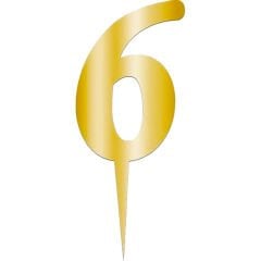 Pleksi Rakam Pasta Süsü, 12,5cm x 5cm - 1 Adet Altın 0