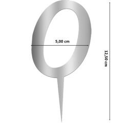 Pleksi Rakam Pasta Süsü, 12,5cm x 5cm - 1 Adet Gümüş 9