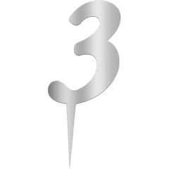 Pleksi Rakam Pasta Süsü, 12,5cm x 5cm - 1 Adet Gümüş 2