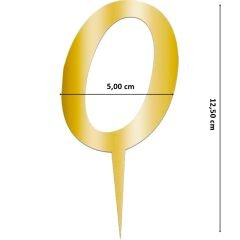 Pleksi Rakam Pasta Süsü, 12,5cm x 5cm - 1 Adet Altın 0
