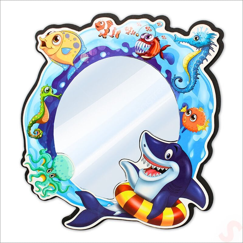Deniz Canlıları Aynalı Duvar Stickerı, 33cm x 33cm