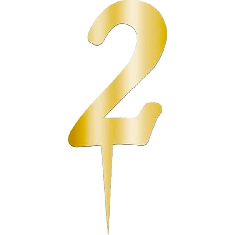 Pleksi Rakam Pasta Süsü, 12,5cm x 5cm - 1 Adet Altın 2