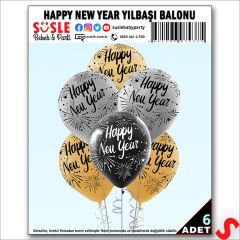 Happy New Year Yılbaşı Balonu, 30cm x 6 Adet