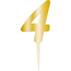 Pleksi Rakam Pasta Süsü, 12,5cm x 5cm - 1 Adet Altın 4