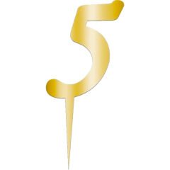Pleksi Rakam Pasta Süsü, 12,5cm x 5cm - 1 Adet Altın 5