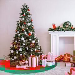 Yılbaşı Çam Ağacı Altı Örtüsü Desenli - 90 cm