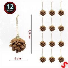 Yılbaşı Ağaç SüSü Doğal Kozalak, 5 cm x 12 Adet