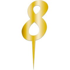 Pleksi Rakam Pasta Süsü, 12,5cm x 5cm - 1 Adet Altın 8