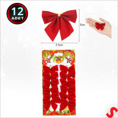 Yılbaşı Kadife Fiyonk SüS, 5,5 cm x 12 Adet