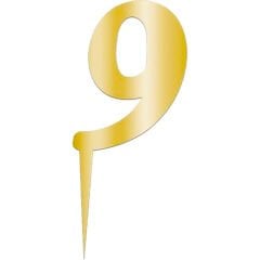 Pleksi Rakam Pasta Süsü, 12,5cm x 5cm - 1 Adet Altın 9