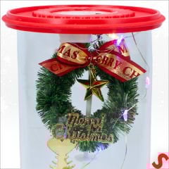 Yılbaşı Led Işıklı Ağaç ve Geyikli Cam Fanus, 13cm x 8,5cm