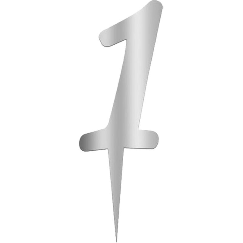 Pleksi Rakam Pasta Süsü, 12,5cm x 5cm - 1 Adet Gümüş 1
