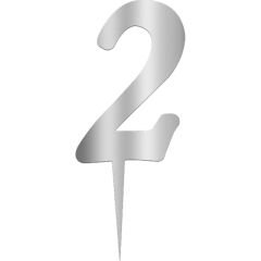 Pleksi Rakam Pasta Süsü, 12,5cm x 5cm - 1 Adet Gümüş 2