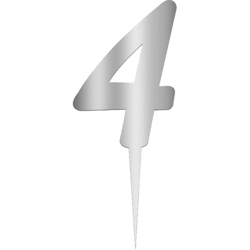 Pleksi Rakam Pasta Süsü, 12,5cm x 5cm - 1 Adet Gümüş 4