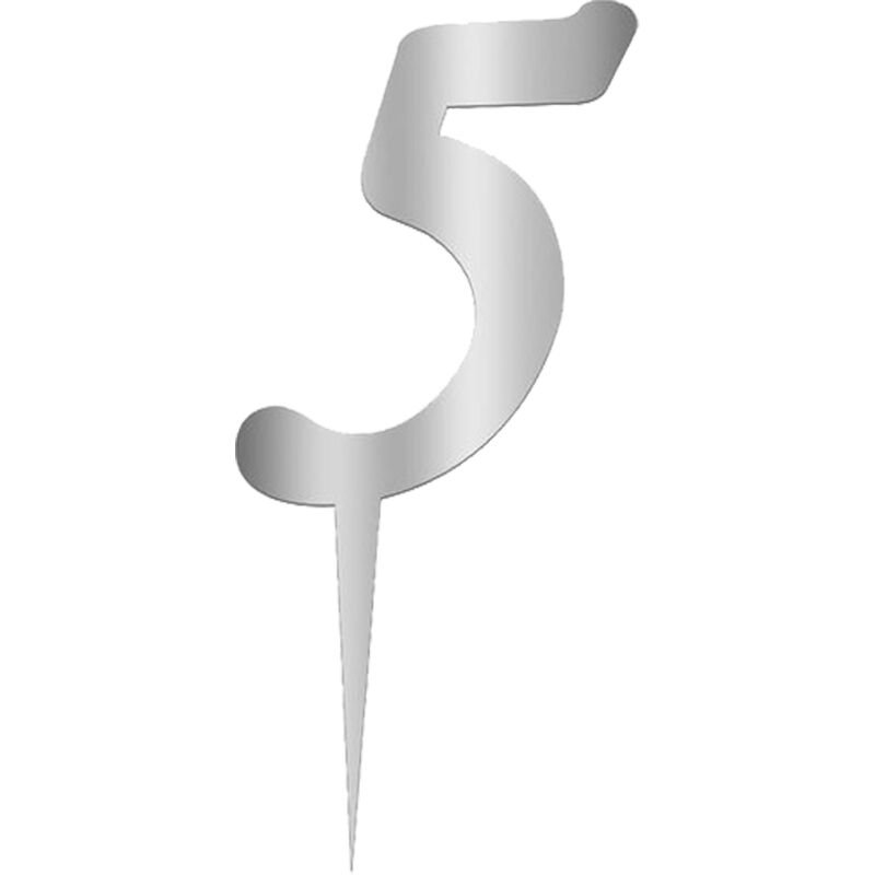 Pleksi Rakam Pasta Süsü, 12,5cm x 5cm - 1 Adet Gümüş 5
