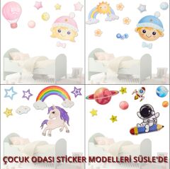 Erkek Bebek Odası, 9 Parça Duvar Sticker Seti