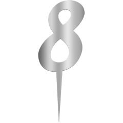 Pleksi Rakam Pasta Süsü, 12,5cm x 5cm - 1 Adet Gümüş 8