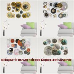 3 Boyutlu Dekoratif Duvar Sticker Seti, Gümüş