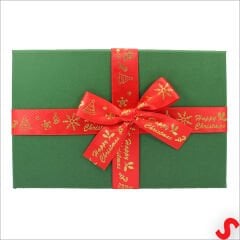 Yeşil Kapaklı Fiyonklu Kırmızı Kutu 23 cm - Büyük Boy