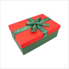 Kırmızı Kapaklı Fiyonklu Yeşil Kutu, 21 cm - Orta Boy