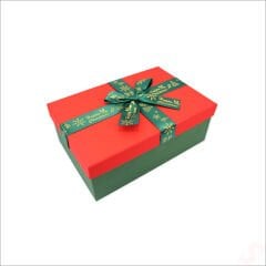 Kırmızı Kapaklı Fiyonklu Yeşil Kutu, 19 cm - Küçük Boy