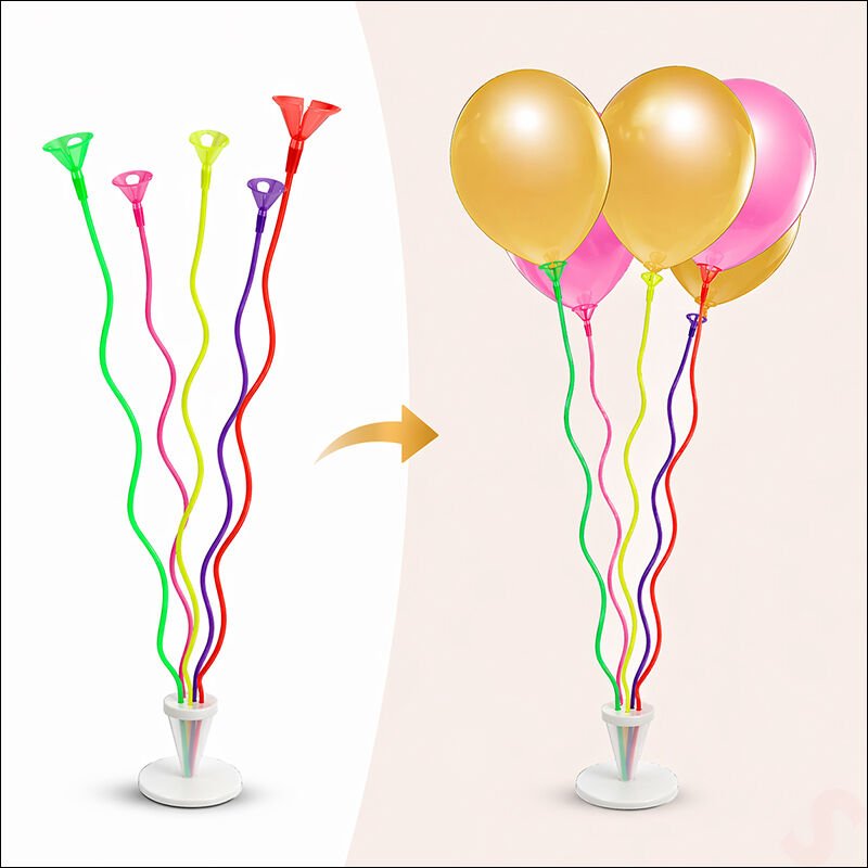 Balon Standı, Spiral 5 Çubuklu - 50 cm (Balonlar Hariç)