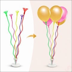 Balon Standı, Spiral 5 Çubuklu - 50 cm (Balonlar Hariç)