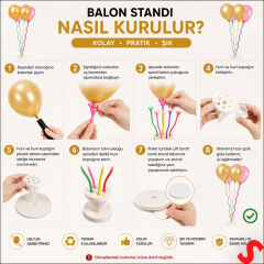 Balon Standı, Spiral 5 Çubuklu - 50 cm (Balonlar Hariç)